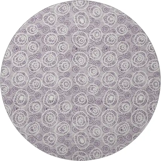 8' Lavender And Ivory Polka Dot Washable Round Rug With UV Protection Photo 3