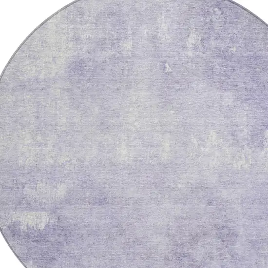 8' Lavender And Ivory Round Abstract Washable Indoor Outdoor Area Rug Photo 8