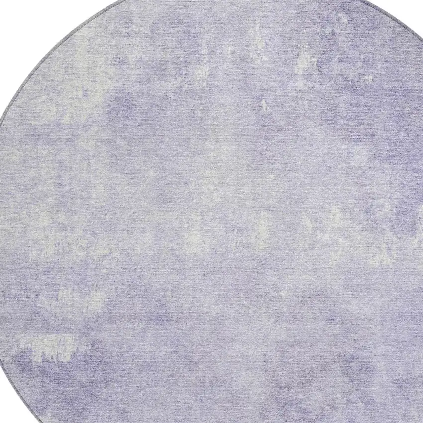 8' Lavender And Ivory Round Abstract Washable Indoor Outdoor Area Rug Photo 8