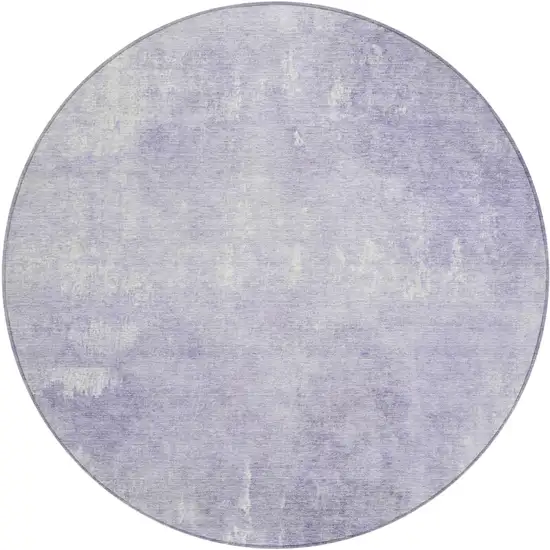 8' Lavender And Ivory Round Abstract Washable Indoor Outdoor Area Rug Photo 1