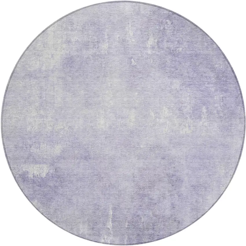 8' Lavender And Ivory Round Abstract Washable Indoor Outdoor Area Rug Photo 1
