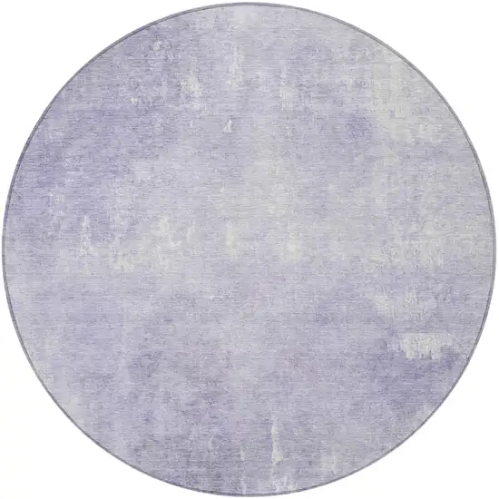 8' Lavender And Ivory Round Abstract Washable Indoor Outdoor Area Rug Photo 3