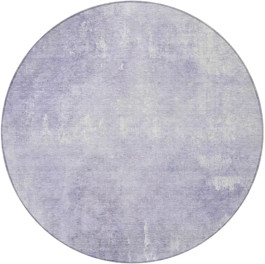 8' Lavender And Ivory Round Abstract Washable Indoor Outdoor Area Rug Photo 3
