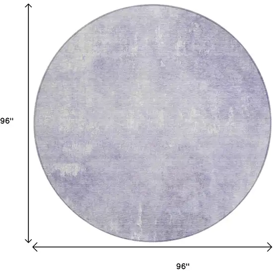 8' Lavender And Ivory Round Abstract Washable Indoor Outdoor Area Rug Photo 9