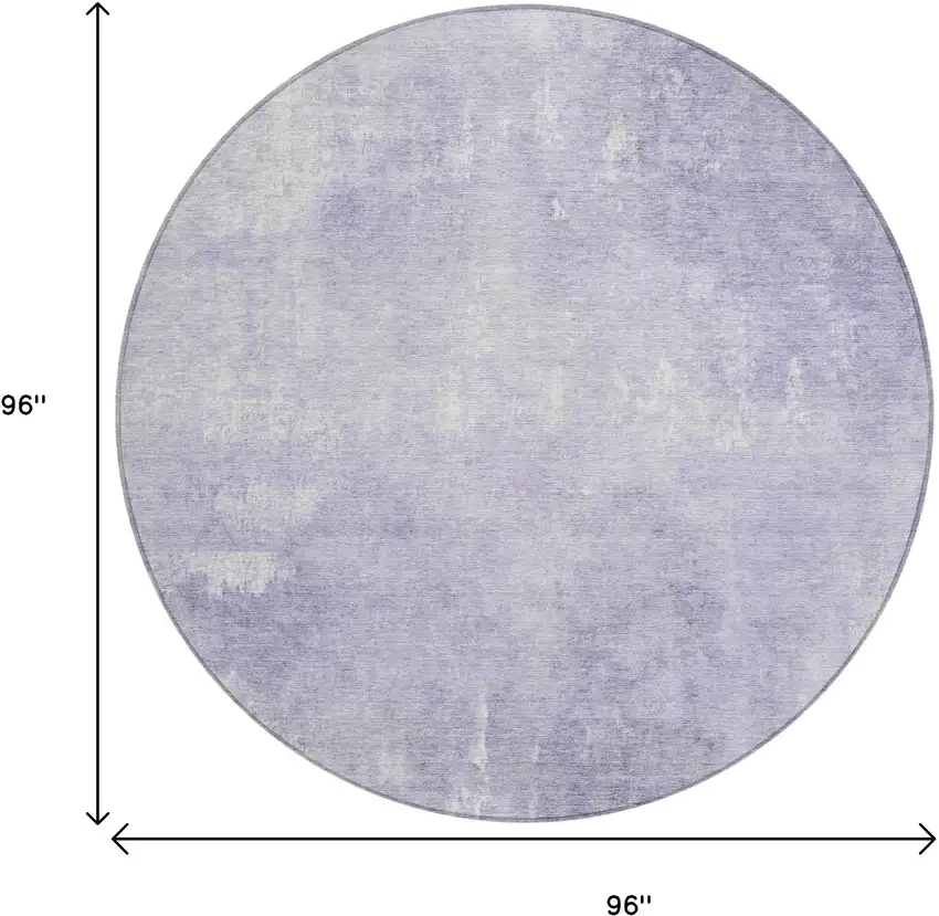8' Lavender And Ivory Round Abstract Washable Indoor Outdoor Area Rug Photo 9