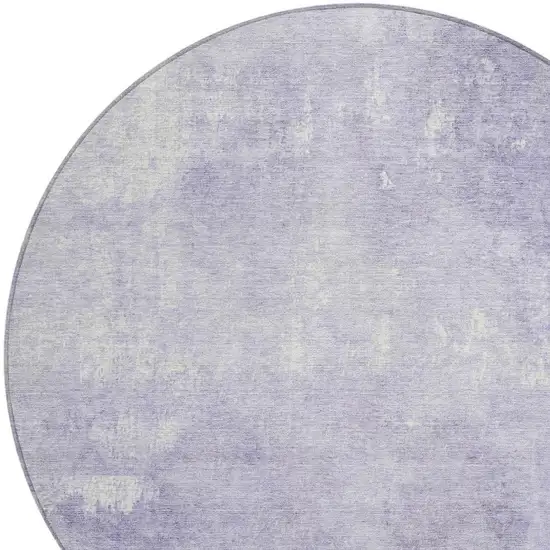 8' Lavender And Ivory Round Abstract Washable Indoor Outdoor Area Rug Photo 4