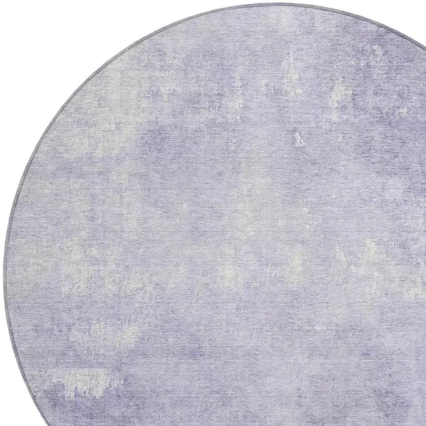 8' Lavender And Ivory Round Abstract Washable Indoor Outdoor Area Rug Photo 4
