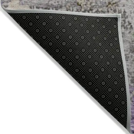 8' Lavender And Ivory Round Abstract Washable Indoor Outdoor Area Rug Photo 9