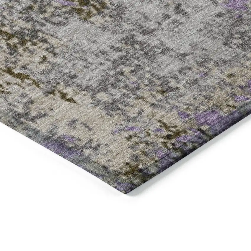 8' Lavender And Ivory Round Abstract Washable Indoor Outdoor Area Rug Photo 7