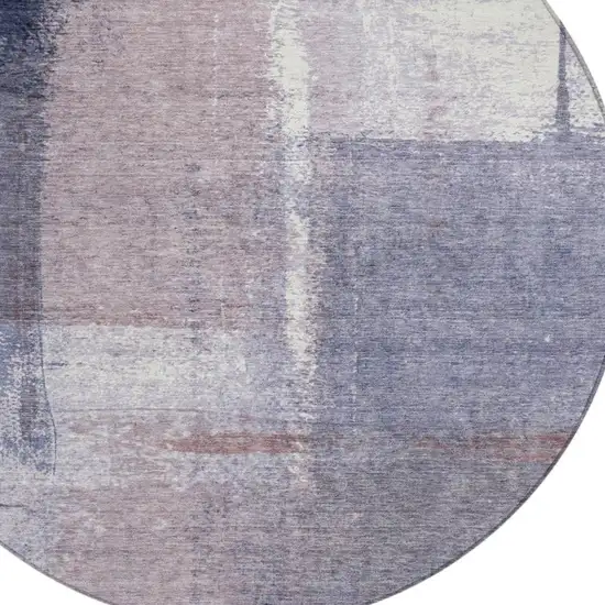 8' Lavender And Ivory Round Abstract Washable Indoor Outdoor Area Rug Photo 8