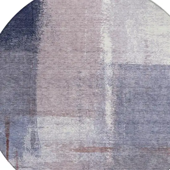 8' Lavender And Ivory Round Abstract Washable Indoor Outdoor Area Rug Photo 4