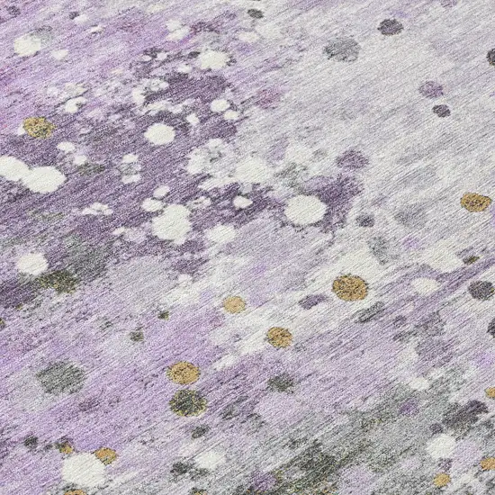 8' Lavender And Ivory Round Abstract Washable Indoor Outdoor Area Rug Photo 8