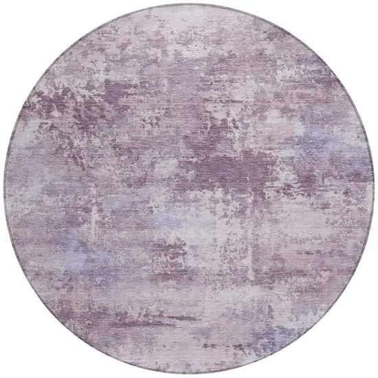 8' Lavender And Ivory Round Abstract Washable Indoor Outdoor Area Rug Photo 3