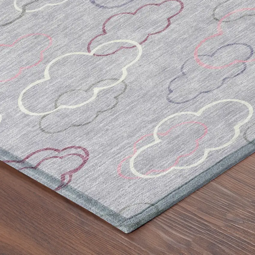 8' Lavender And Ivory Round Abstract Washable Indoor Outdoor Area Rug Photo 6