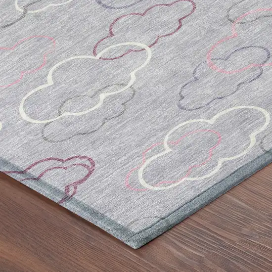 8' Lavender And Ivory Round Abstract Washable Indoor Outdoor Area Rug Photo 6
