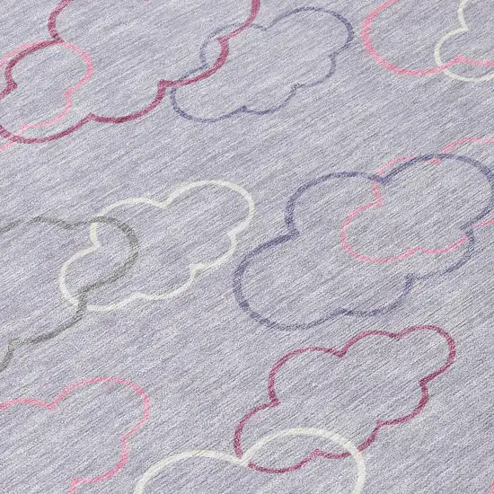 8' Lavender And Ivory Round Abstract Washable Indoor Outdoor Area Rug Photo 7
