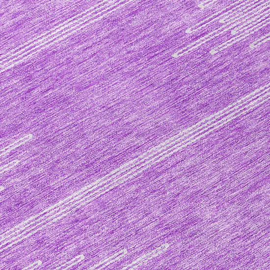 8' Lavender And Ivory Round Abstract Washable Indoor Outdoor Area Rug Photo 9