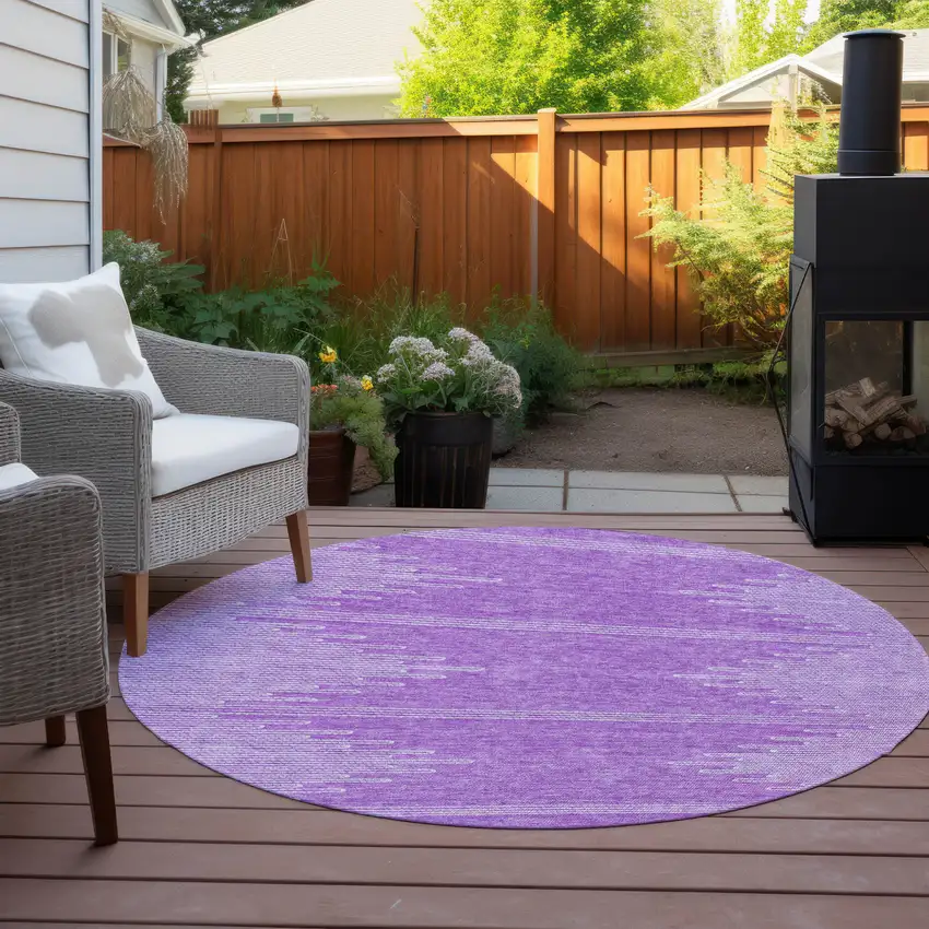 8' Lavender And Ivory Round Abstract Washable Indoor Outdoor Area Rug Photo 6