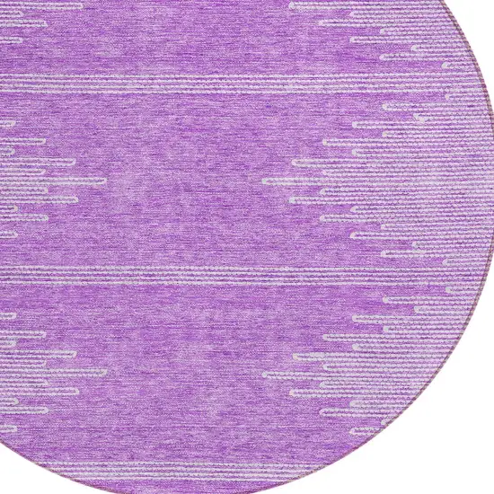 8' Lavender And Ivory Round Abstract Washable Indoor Outdoor Area Rug Photo 4