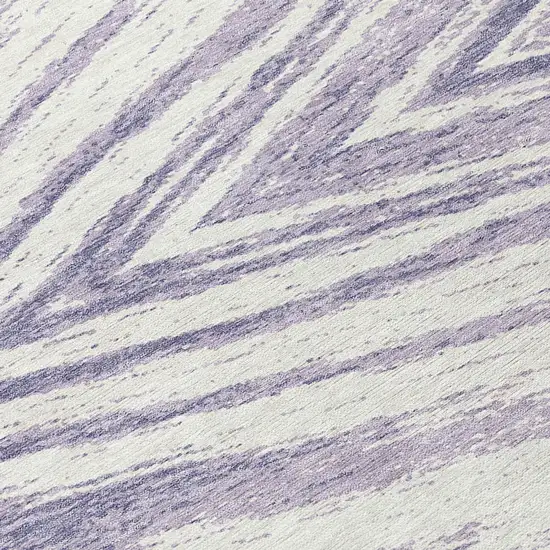 8' Lavender And Ivory Round Abstract Washable Indoor Outdoor Area Rug Photo 8