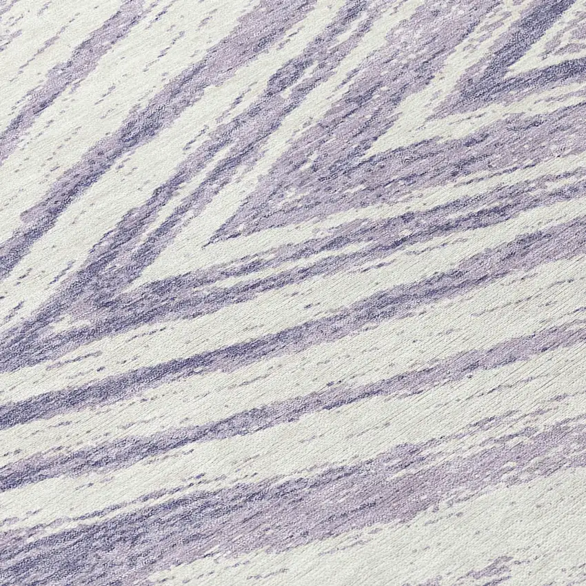 8' Lavender And Ivory Round Abstract Washable Indoor Outdoor Area Rug Photo 8