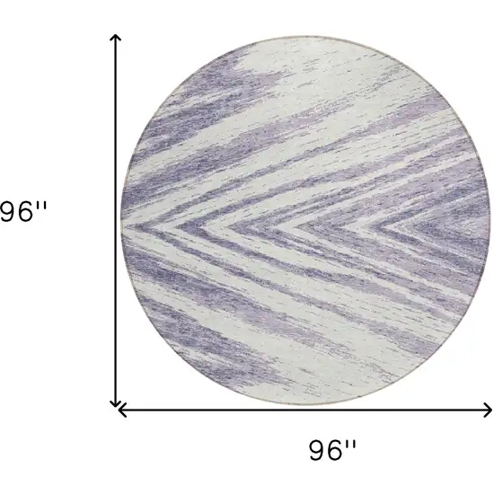 8' Lavender And Ivory Round Abstract Washable Indoor Outdoor Area Rug Photo 3
