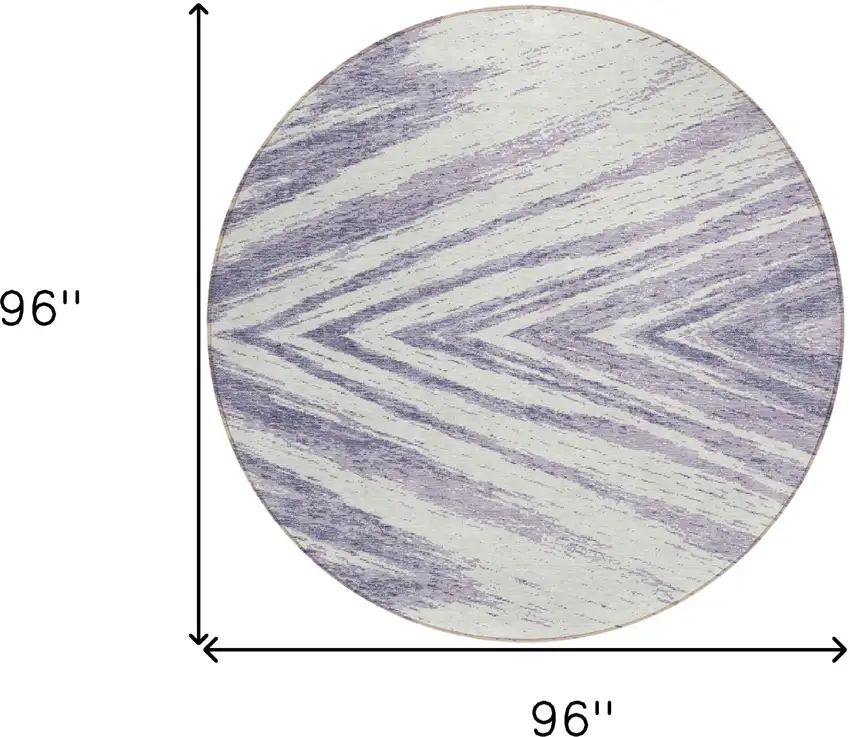 8' Lavender And Ivory Round Abstract Washable Indoor Outdoor Area Rug Photo 3