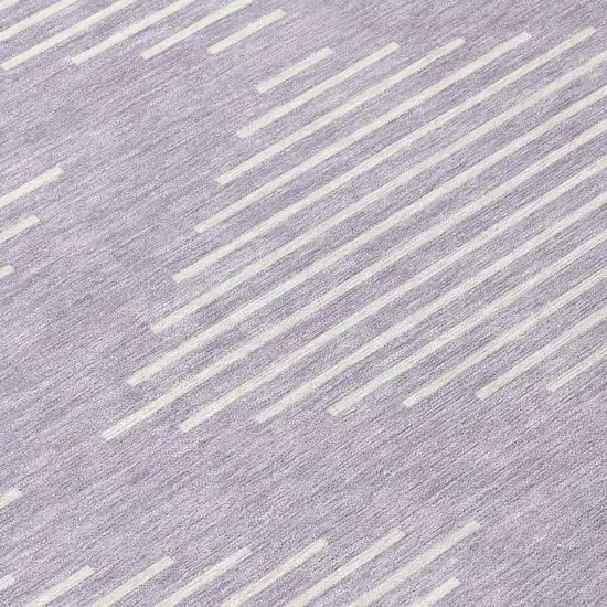 8' Lavender And Ivory Round Geometric Washable Indoor Outdoor Area Rug Photo 8