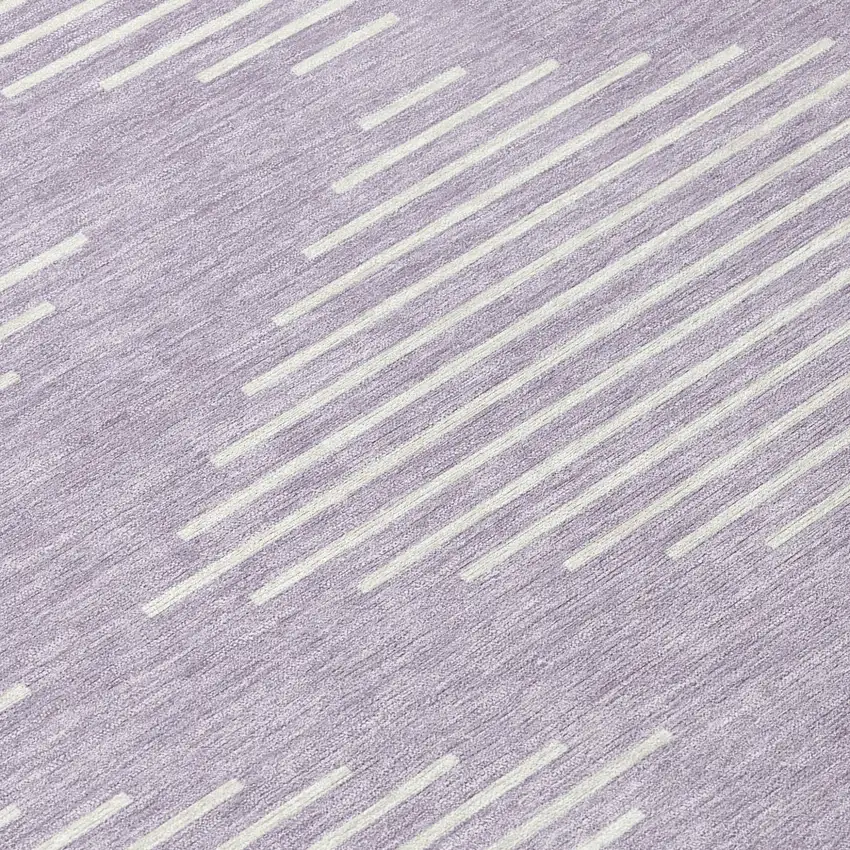 8' Lavender And Ivory Round Geometric Washable Indoor Outdoor Area Rug Photo 8