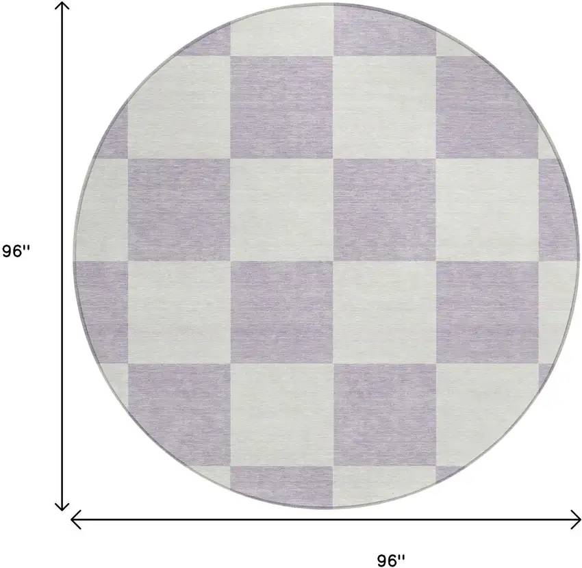 8' Lavender And Ivory Round Geometric Washable Indoor Outdoor Area Rug Photo 3