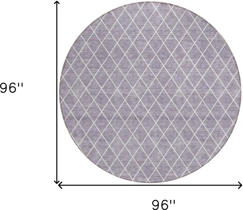 8' Lavender And Ivory Round Geometric Washable Indoor Outdoor Area Rug Photo 3