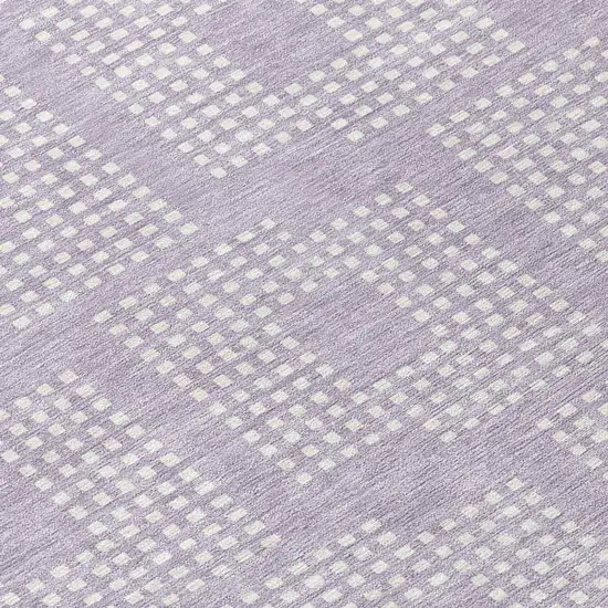 8' Lavender And Ivory Round Geometric Washable Indoor Outdoor Area Rug Photo 8