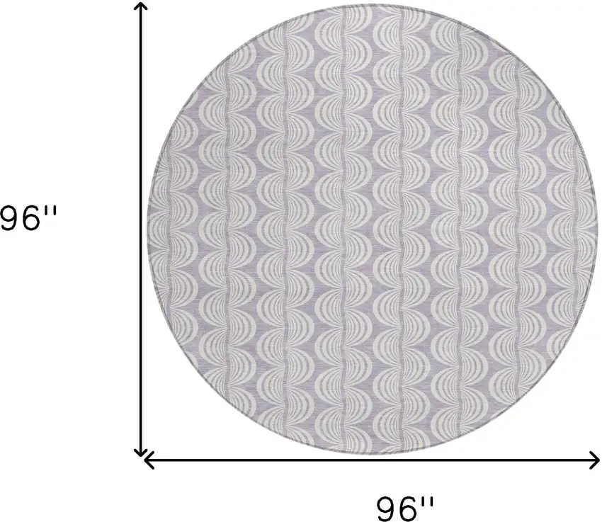 8' Lavender And Ivory Round Ogee Washable Indoor Outdoor Area Rug Photo 8