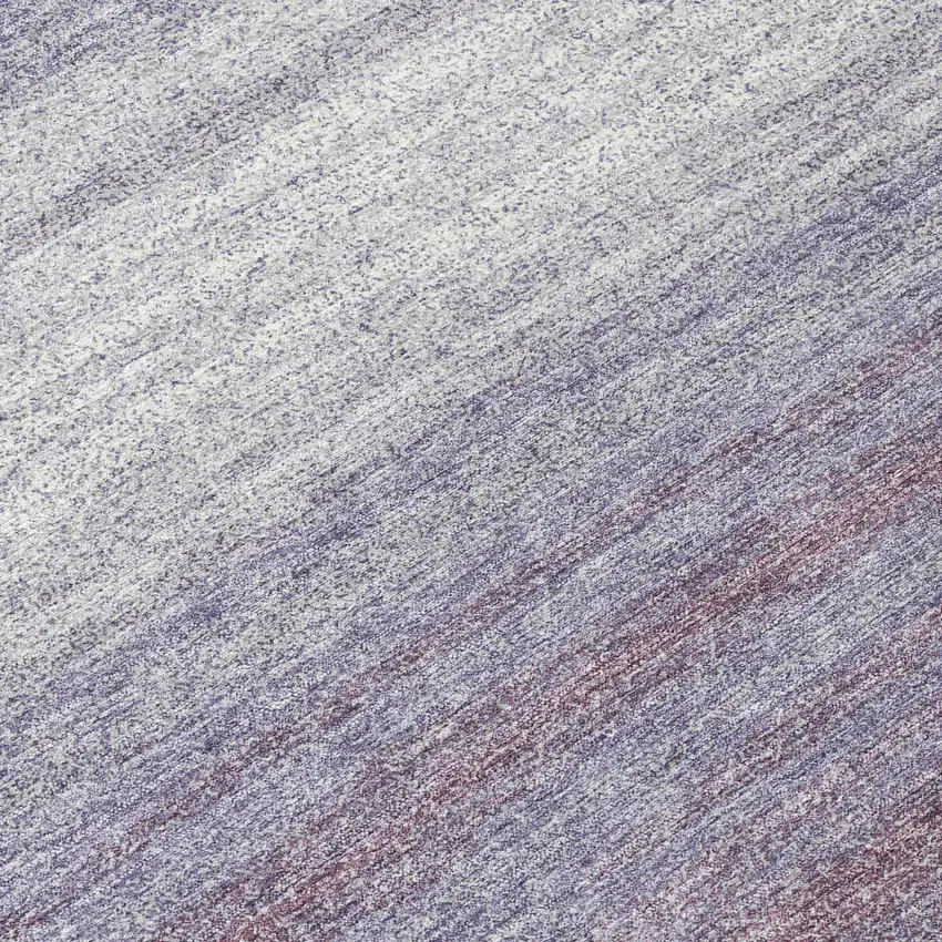 8' Lavender And Ivory Round Striped Washable Indoor Outdoor Area Rug Photo 8