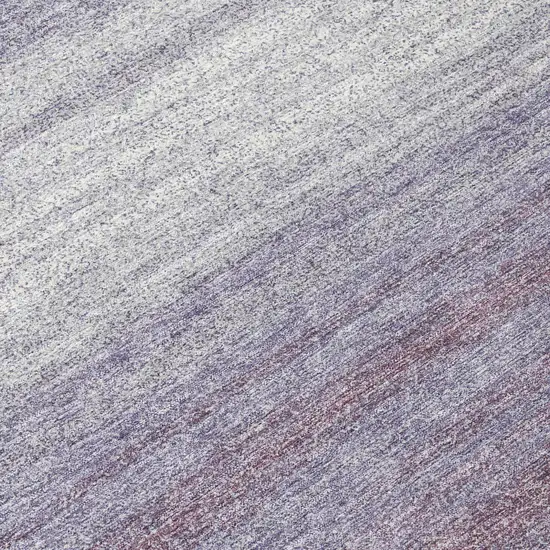 8' Lavender And Ivory Round Striped Washable Indoor Outdoor Area Rug Photo 8