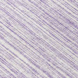 Photo of 8' Lavender And Ivory Round Striped Washable Indoor Outdoor Area Rug