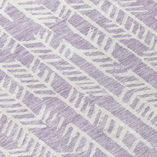 8' Lavender And Ivory Round Tribal Washable Indoor Outdoor Area Rug Photo 8