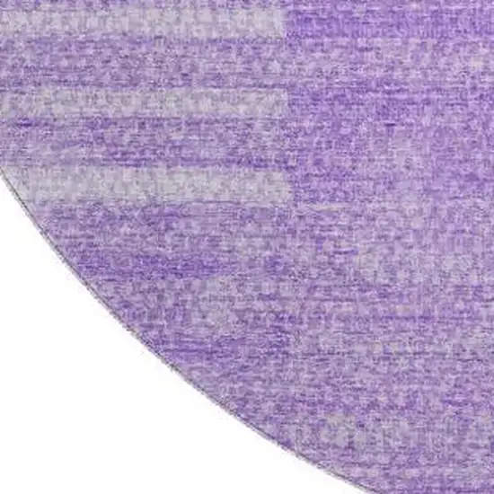 8' Lavender And Ivory Striped Washable Round Rug With UV Protection Photo 3