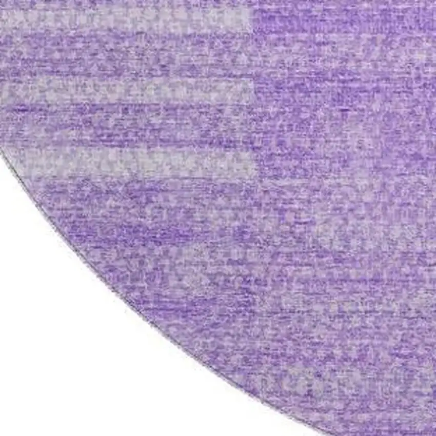 8' Lavender And Ivory Striped Washable Round Rug With UV Protection Photo 3