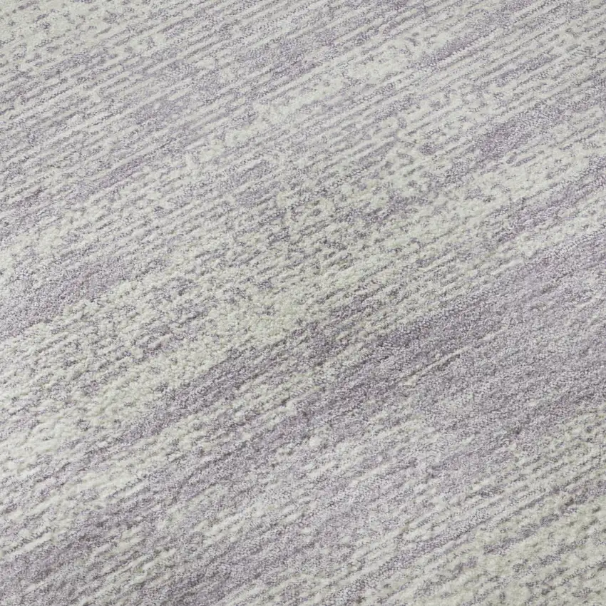 8' Lavender And Ivory Striped Washable Round Rug With UV Protection Photo 9