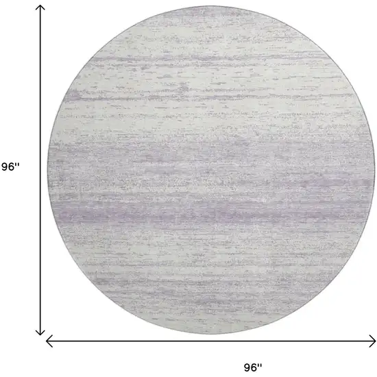 8' Lavender And Ivory Striped Washable Round Rug With UV Protection Photo 3