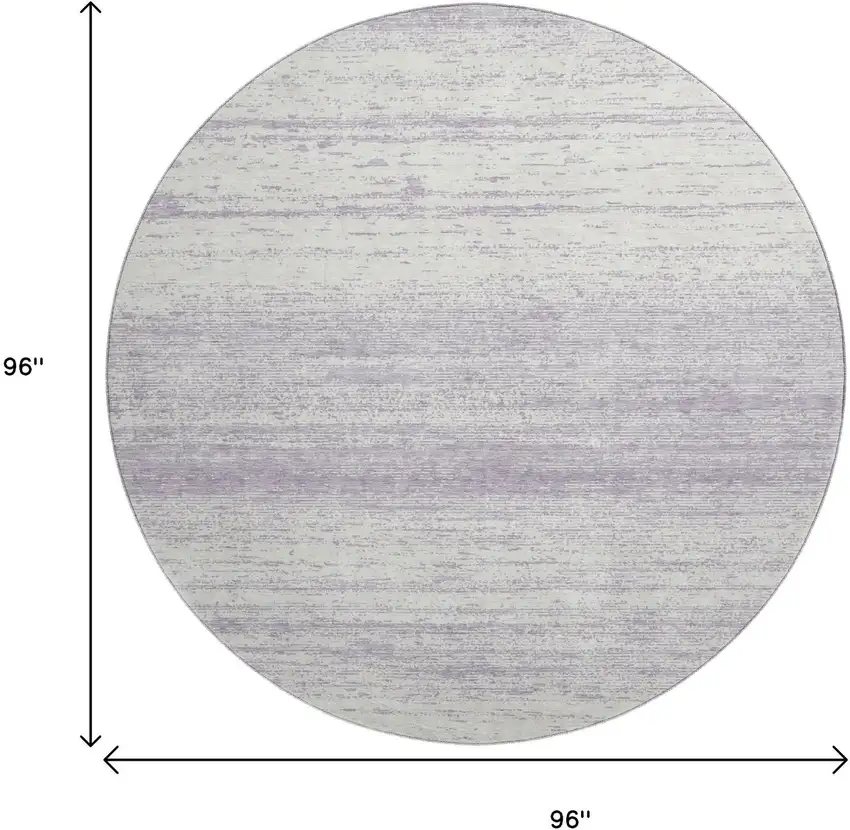 8' Lavender And Ivory Striped Washable Round Rug With UV Protection Photo 3