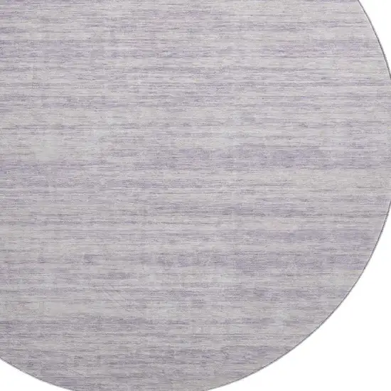 8' Lavender And Ivory Striped Washable Round Rug With UV Protection Photo 2