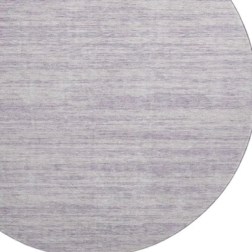 8' Lavender And Ivory Striped Washable Round Rug With UV Protection Photo 2