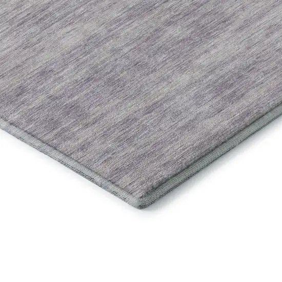 8' Lavender And Ivory Striped Washable Round Rug With UV Protection Photo 6