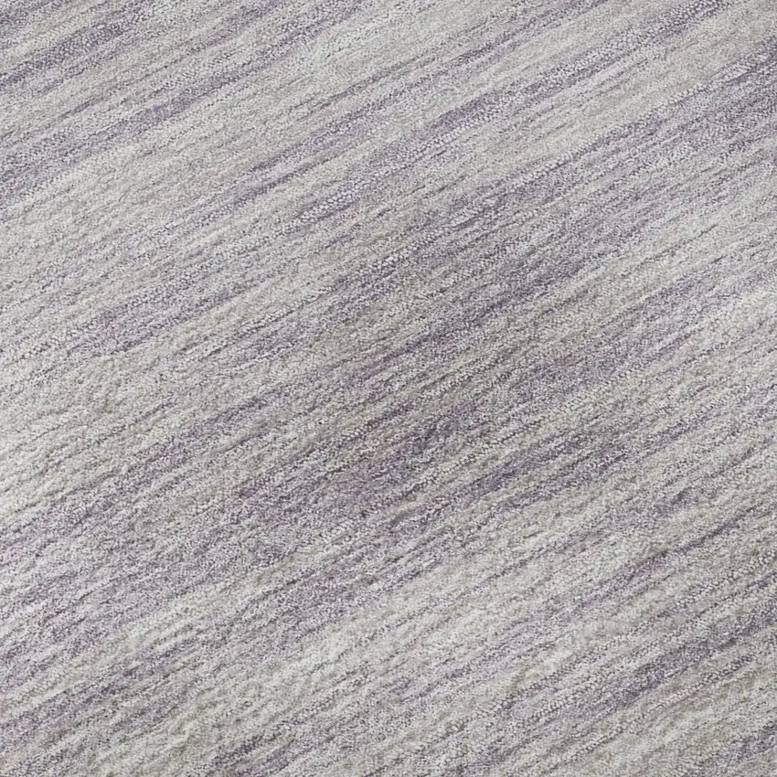 8' Lavender And Ivory Striped Washable Round Rug With UV Protection Photo 8