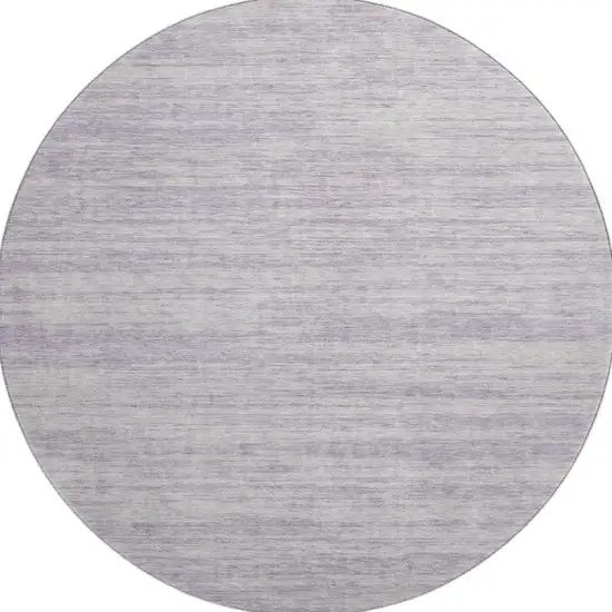 8' Lavender And Ivory Striped Washable Round Rug With UV Protection Photo 3