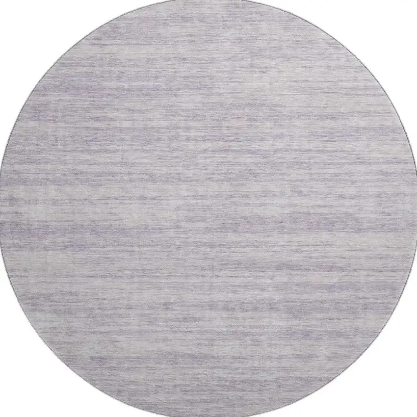 8' Lavender And Ivory Striped Washable Round Rug With UV Protection Photo 3
