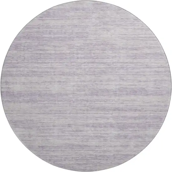 8' Lavender And Ivory Striped Washable Round Rug With UV Protection Photo 1