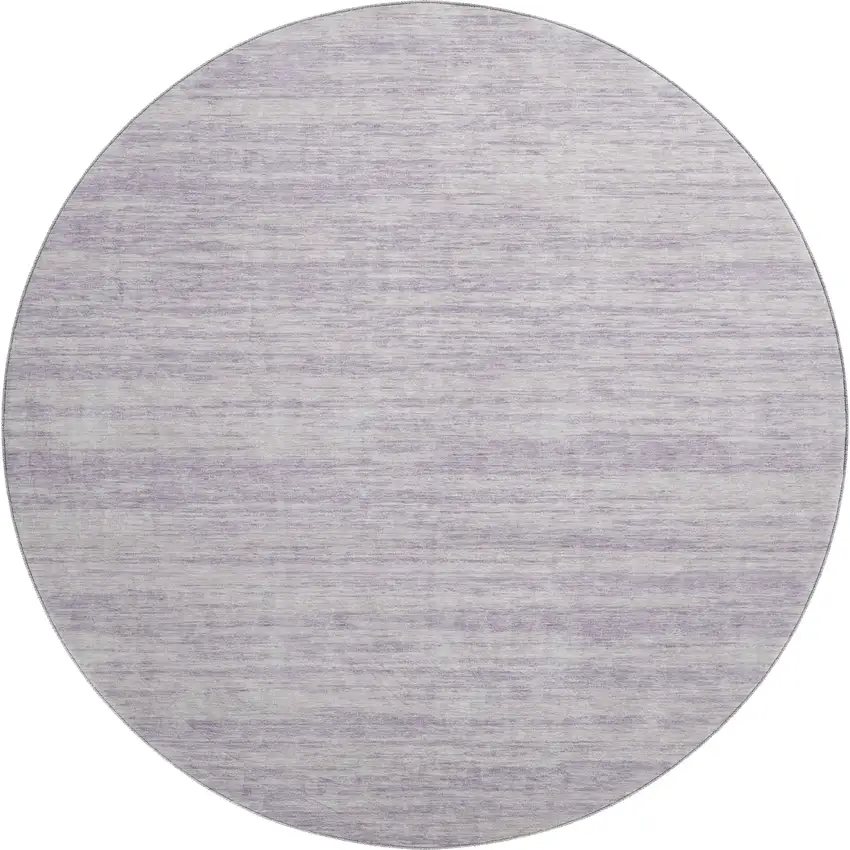 8' Lavender And Ivory Striped Washable Round Rug With UV Protection Photo 1
